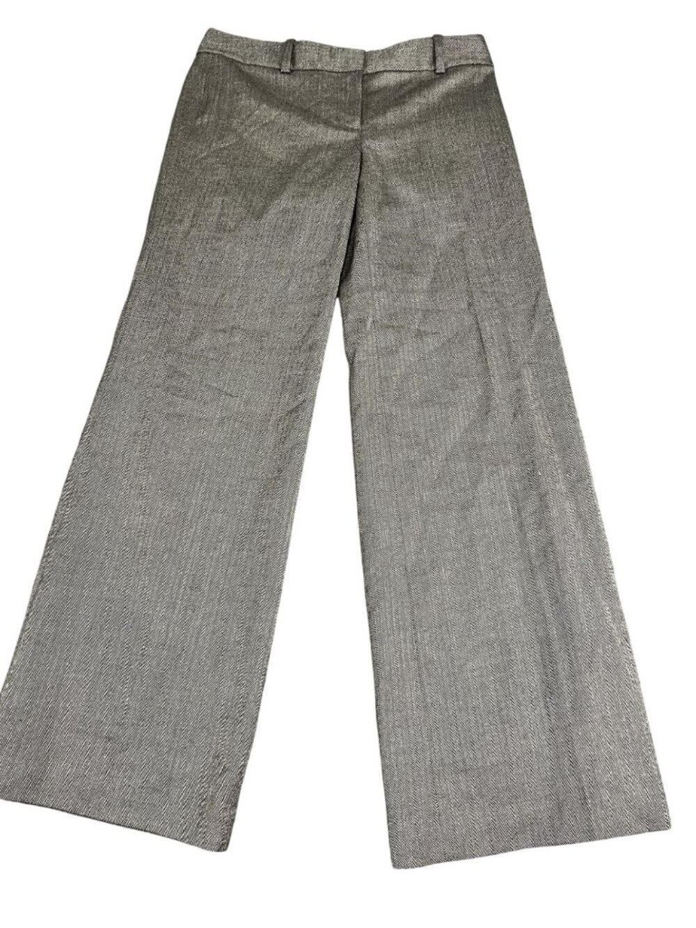 Ann Taylor Womens Brown Herringbone Wide-Leg Trousers Size 8